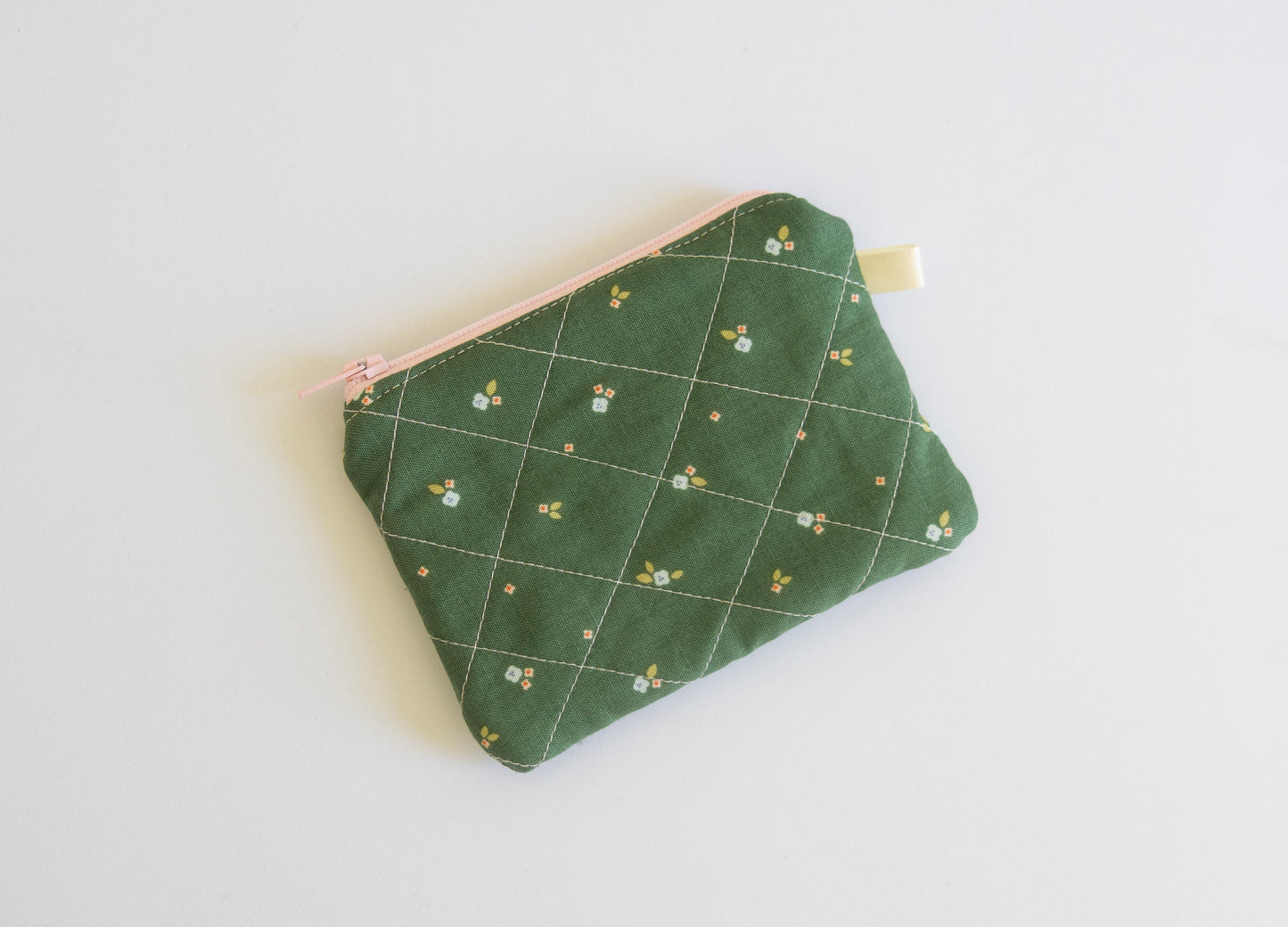 Zipper Keychain Wallet - Green Floral