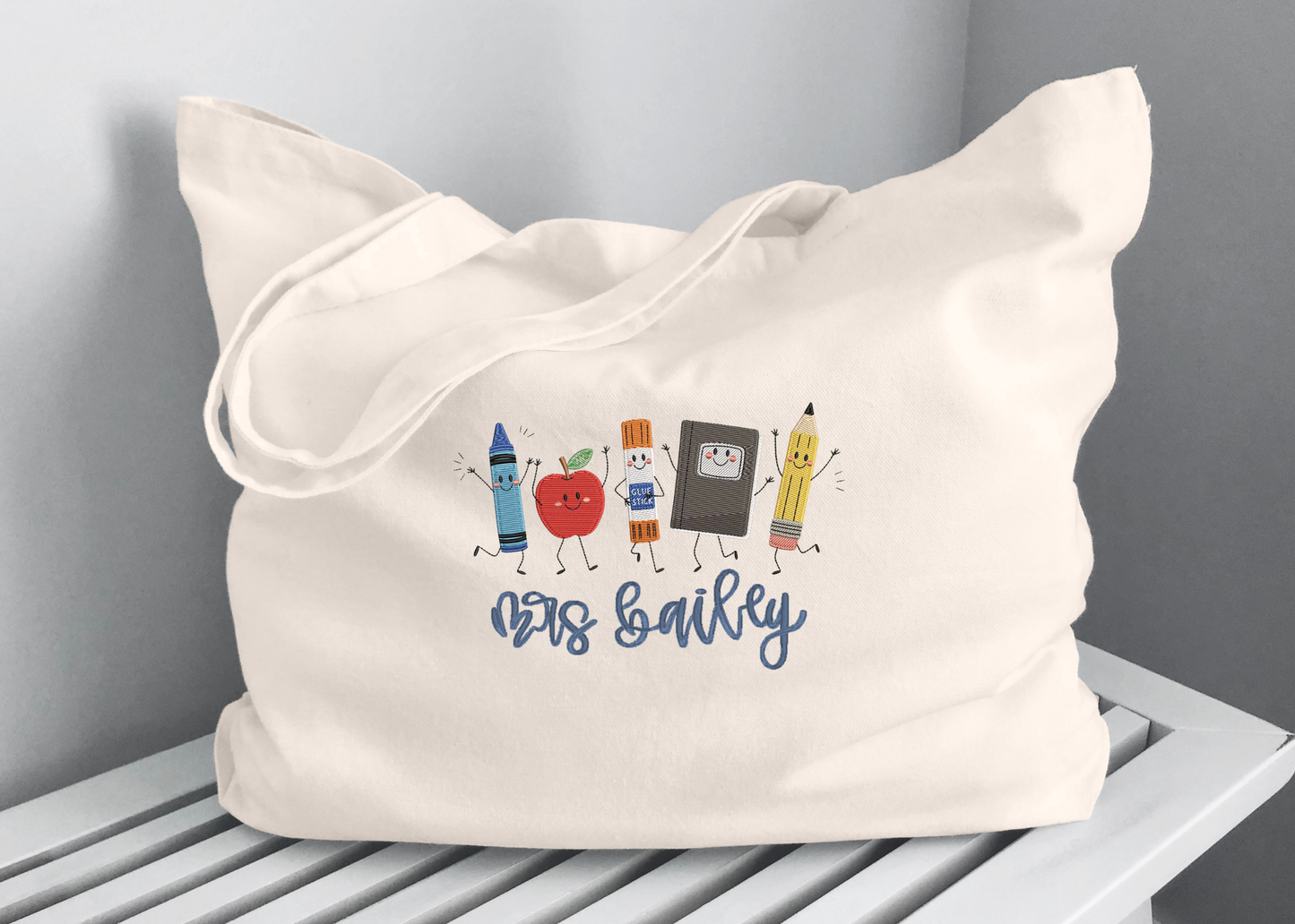 School Supplies Teacher Tote with Custom Name