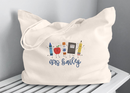 School Supplies Teacher Tote with Custom Name