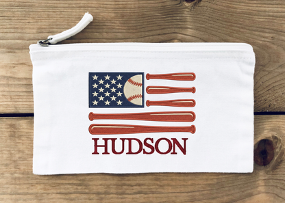 American Baseball Zipper Pouch
