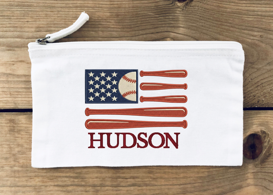 American Baseball Zipper Pouch