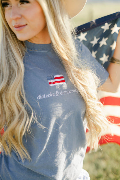 Diet Coke & Democracy Embroidered Tee