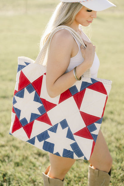 Handmade XL Quilted Tote Bag - One of a Kind!