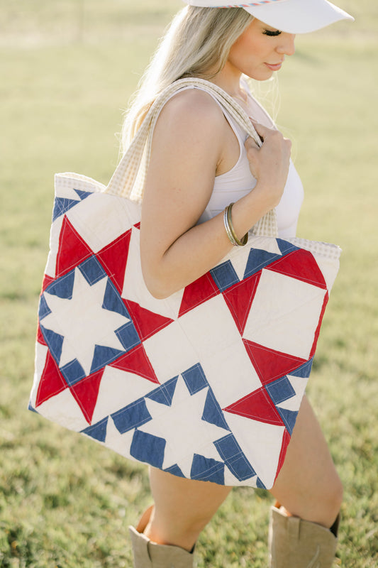Handmade XL Quilted Tote Bag - One of a Kind!