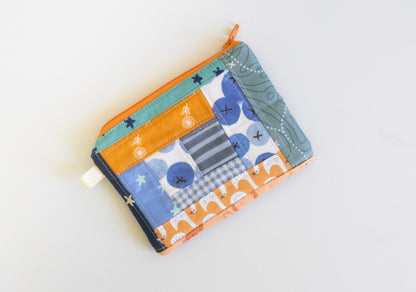 Zipper Keychain Wallet - Blue Patchwork II