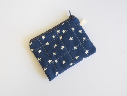 Zipper Keychain Wallet - Blue Patchwork