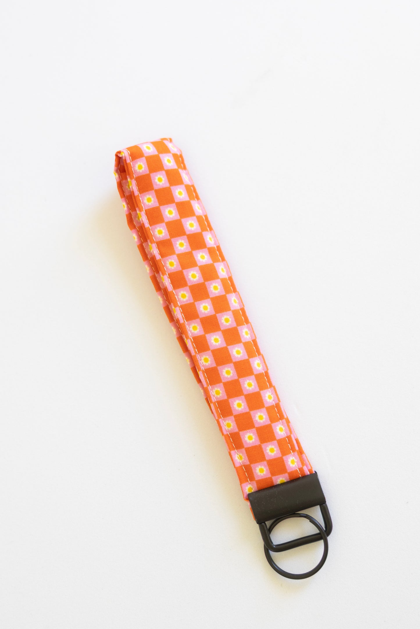 Wristlet Keychain - Tiny Checker Flower